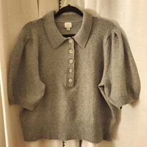 Target A New Day cropped collared short-sleeve sweater in Gray, size XXL